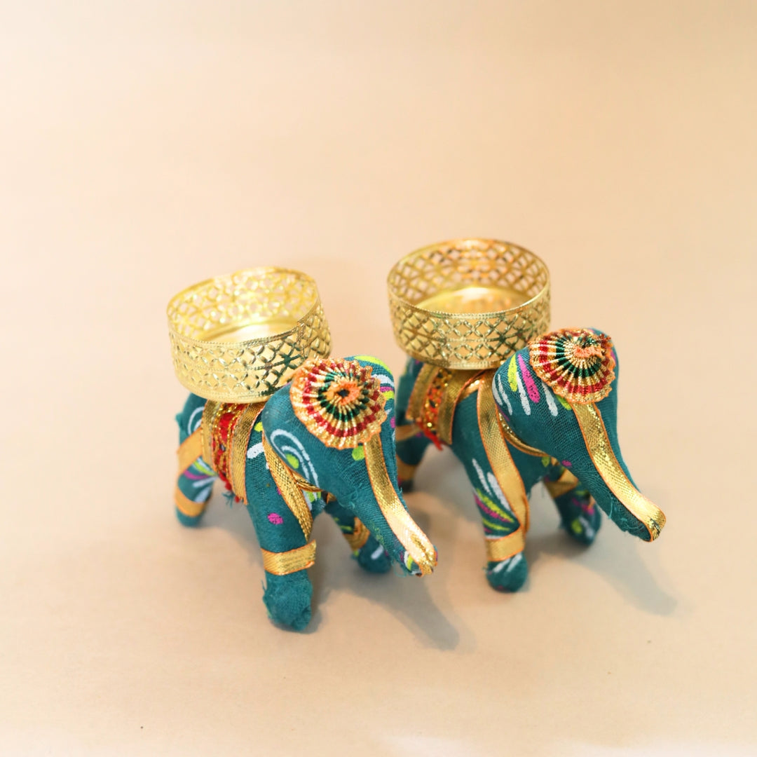 Dhenu Panchgavya Elephant Tealight Holder – Handcrafted Décor for Festive Elegance pack of 6