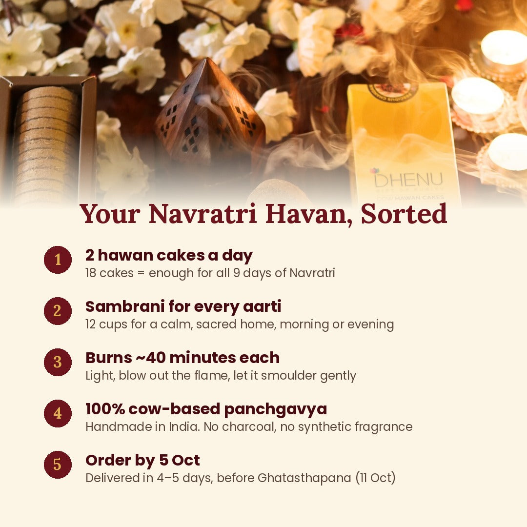 Navratri havan kit – 2 hawan cakes a day for 9 days, sambrani for aarti