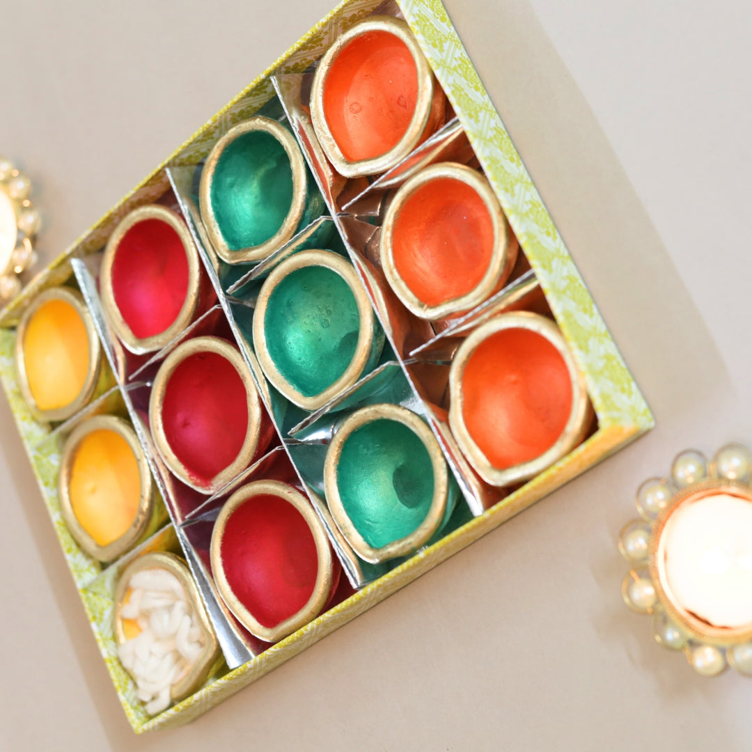 Dhenu Festive Clay Diya Set- 4 type