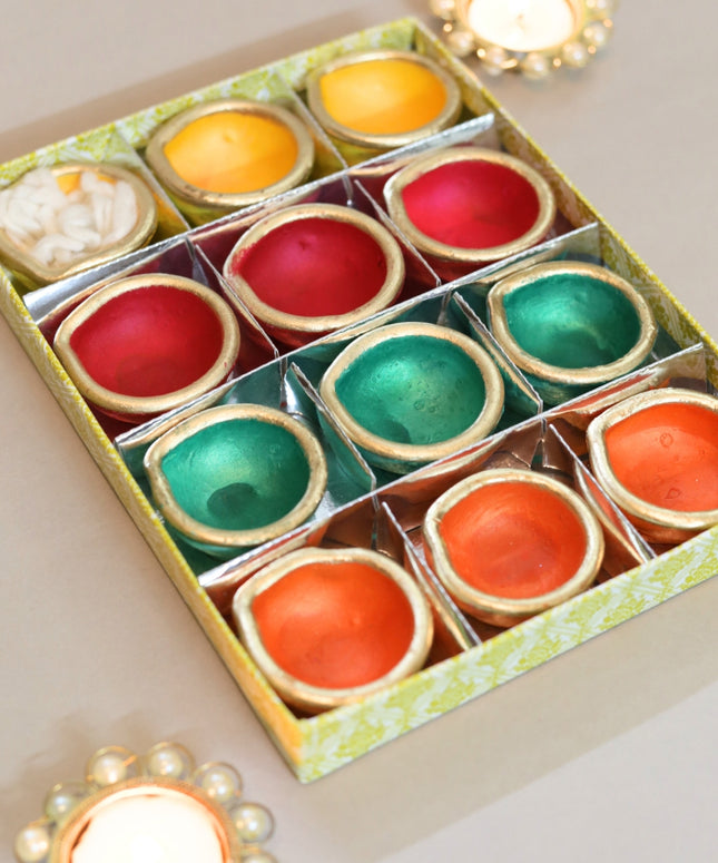 Dhenu Festive Clay Diya Set- 4 type