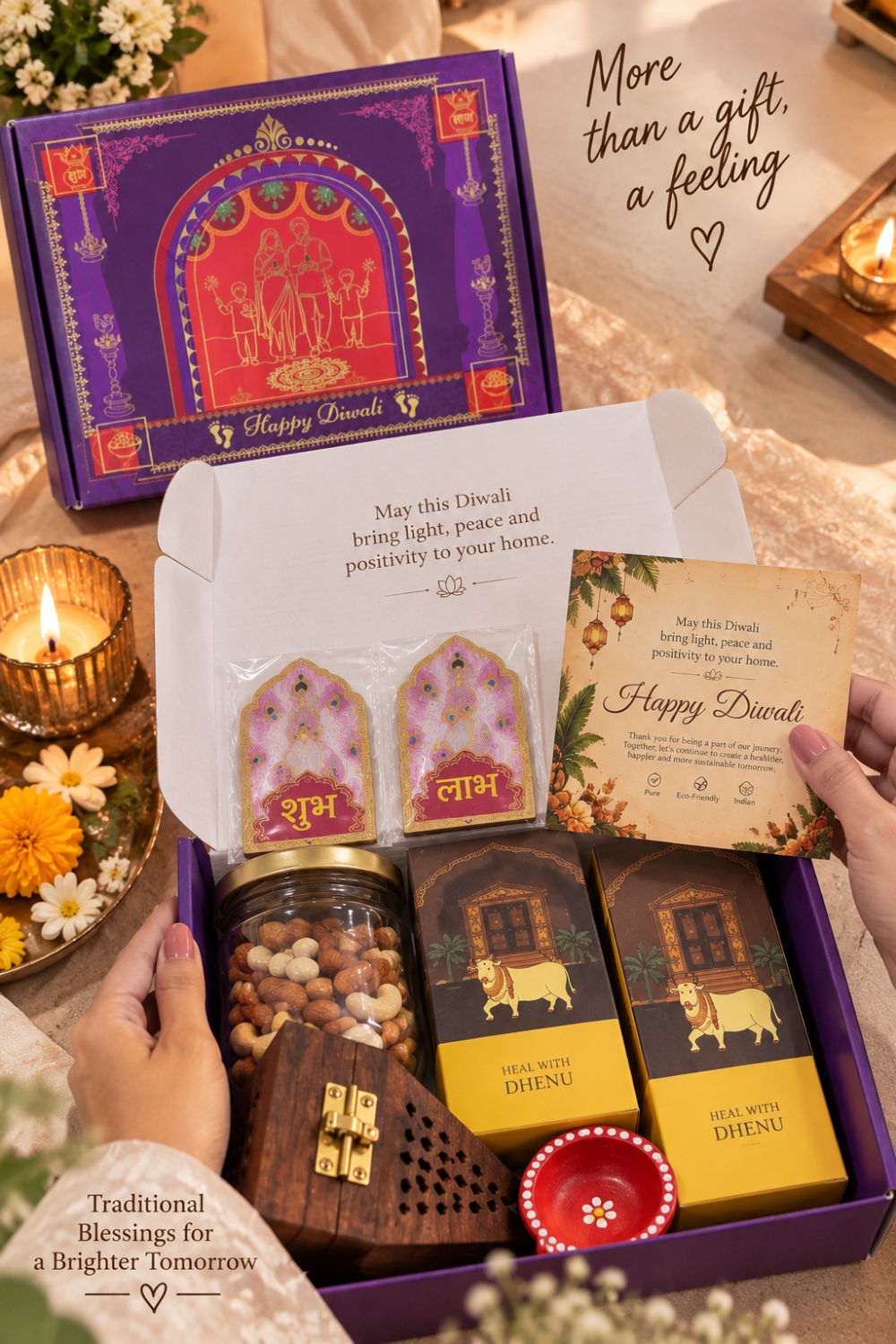 Divine blessing diwali box purple
